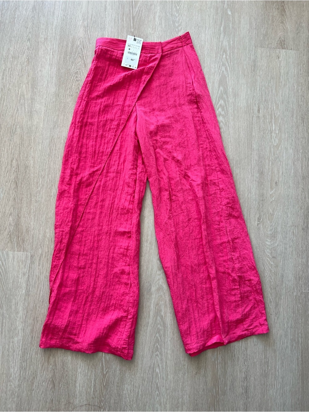Zara Hot Pink Summer Beach Festival Minimalist Chic Wide Leg Pants Women’s XS